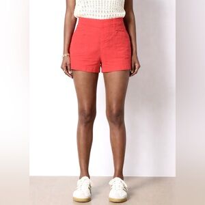Lumiere Orange Linen Blend Shorts S